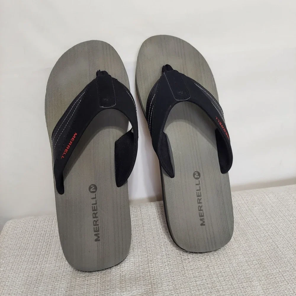 Merrell Flip Flop Sandals size 12‎ Men Black Red Gray